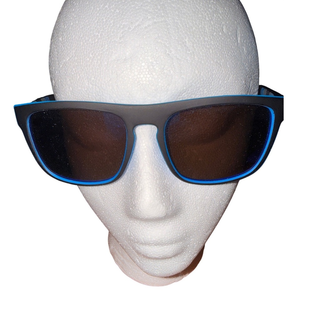 Polarized Square Sunglasses Matte Black Blue Camo Interior Mens Sporty Shades